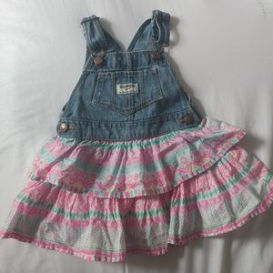 OshKosh B'gosh Denim overall Dress Pink + Blue 18M